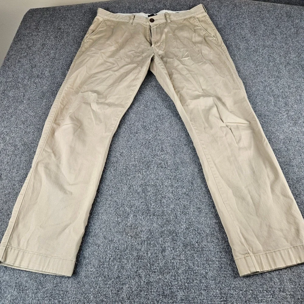 J.Crew Flex Straight Fit Chino Pants Mens 33x30 Khaki Tan Stretch Trousers
